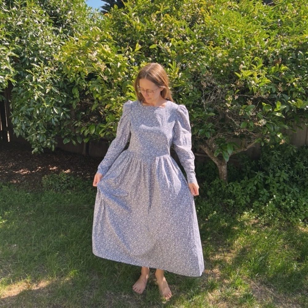 Vintage Laura Ashley Floral Fit & Flare Midi Dress - Picture 1 of 7